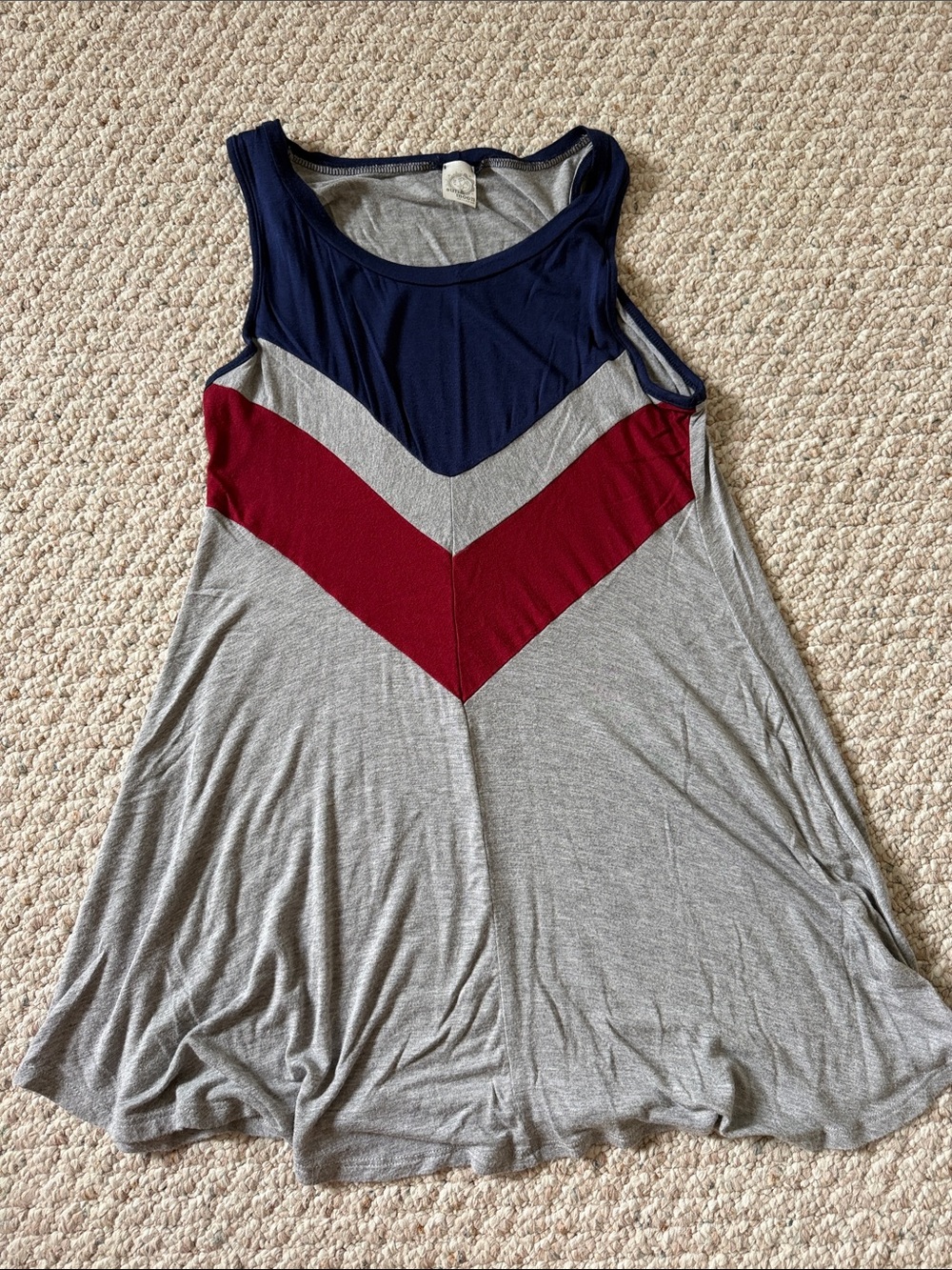 Sun n Moon Navy, Maroon & Light Gray Chevron Tank Dress